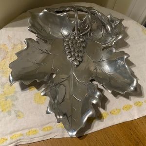 Maple Leaf & Grapes Aluminum Serving Tray